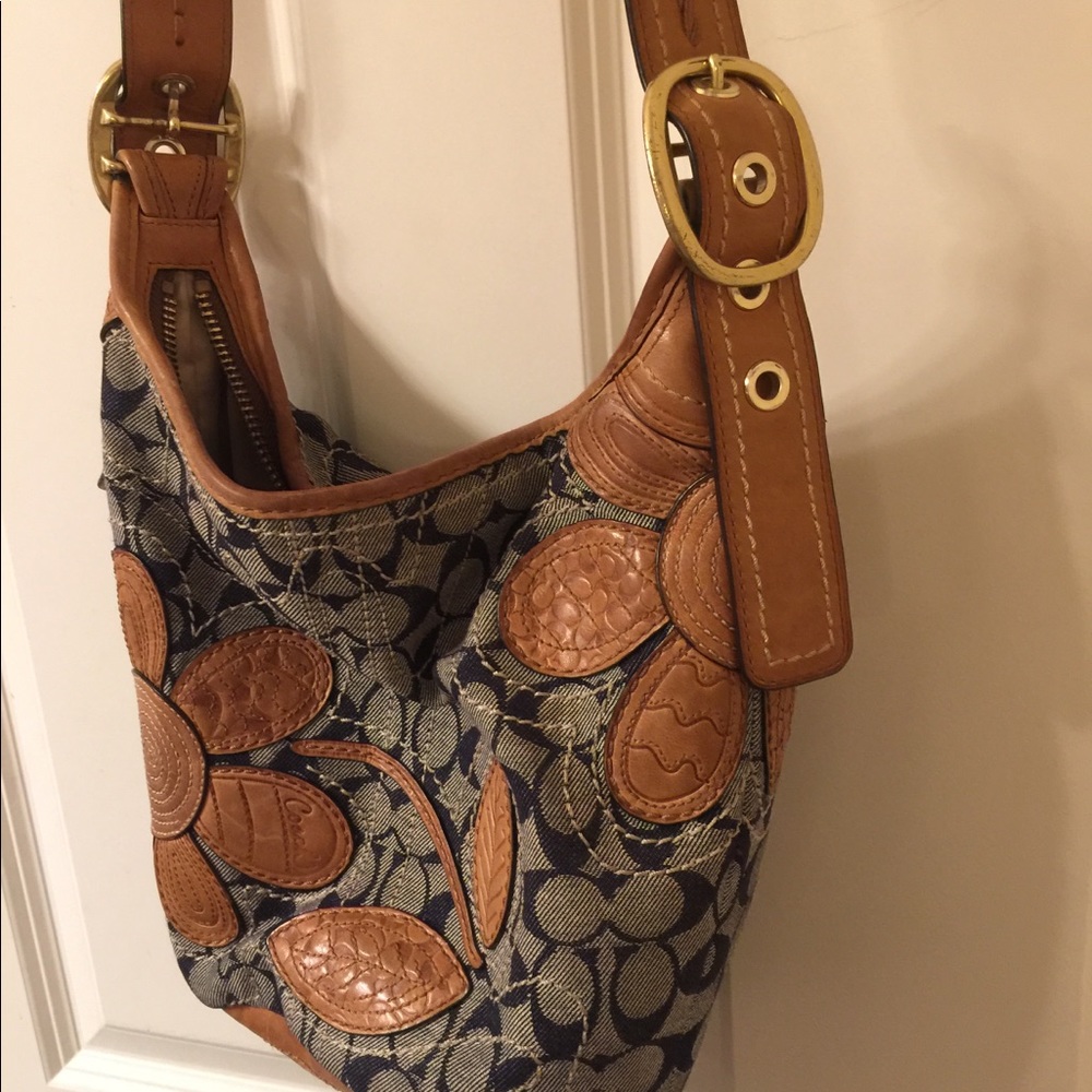 Rare Coach Shoulder Bag, denim and leather
